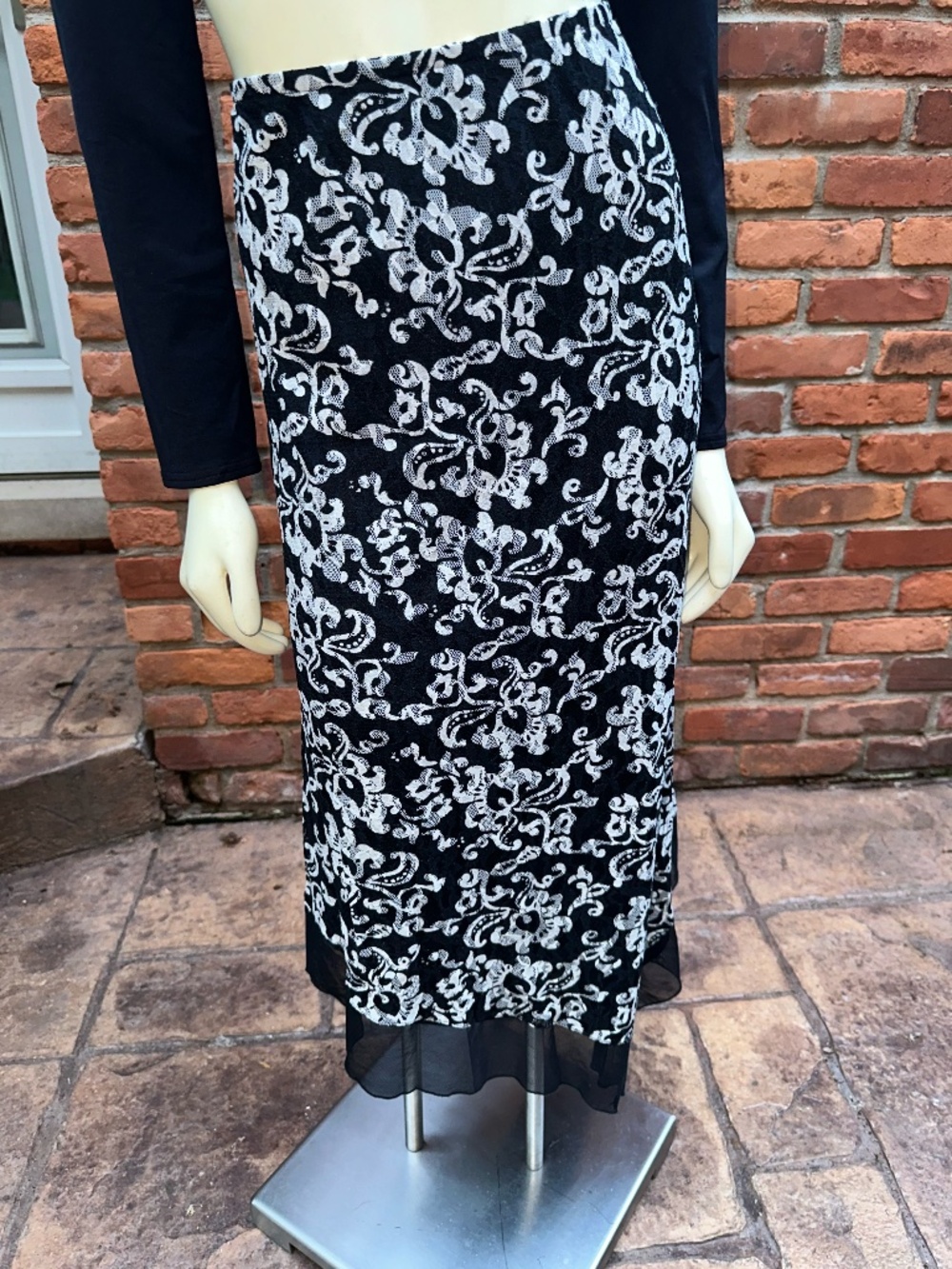Joseph Ribkoff Skirt Womens Size 10 Floral Lace Asymmetric Hem Maxi